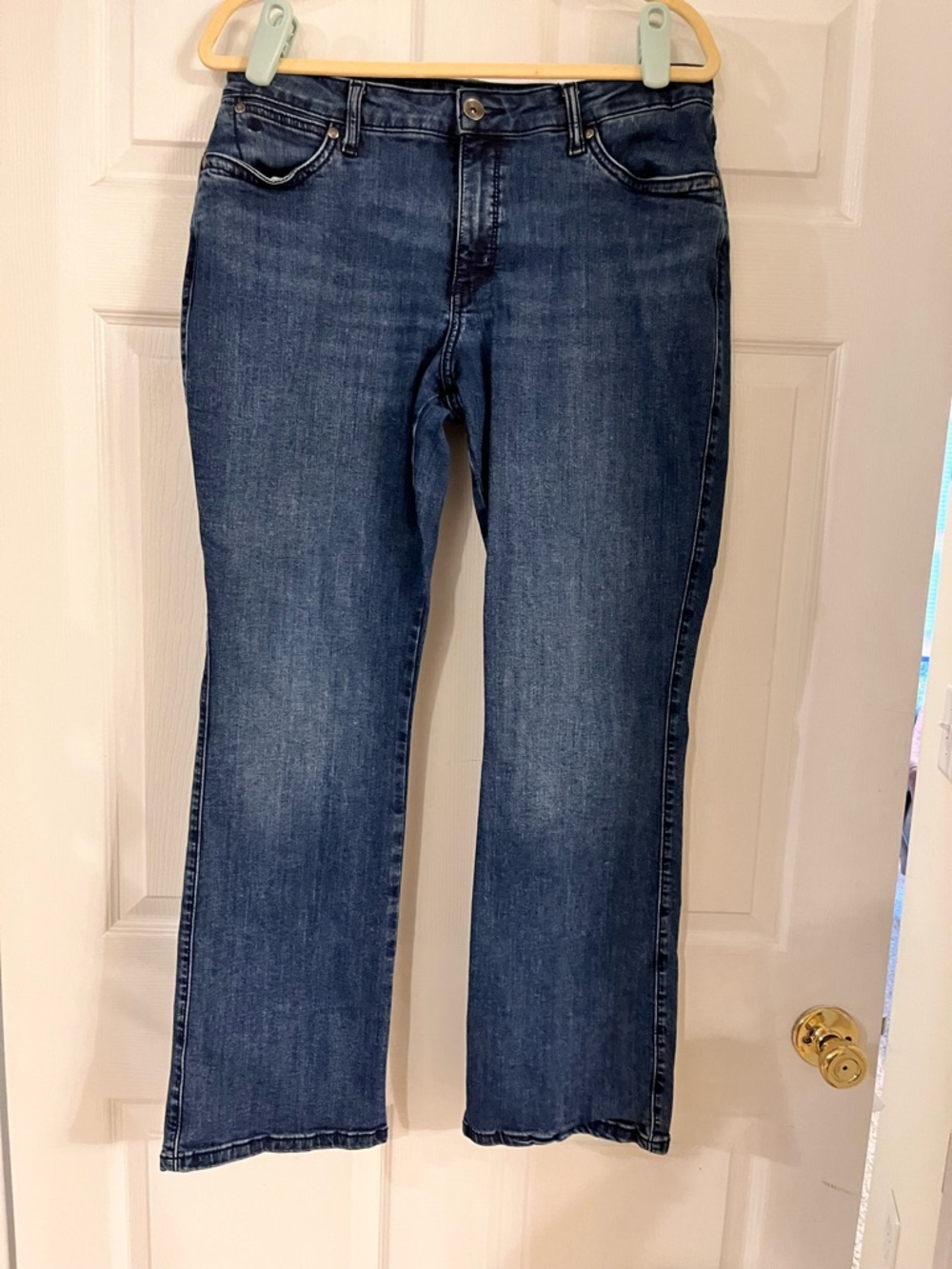 Wrangler‎ Aura boot cut mid rise denim blue jeans women’s 12P embroidered pocket